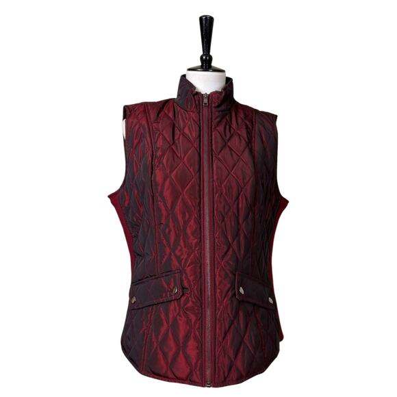 Westport Quilted Vest Zip Front Snap Pockets Padded Deep Red Women's Size Large - Picture 1 of 12